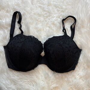 NWT Victorias Secret Black Lace Lined Demi Bra Sz 36DD